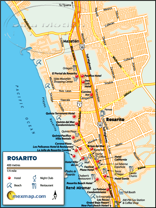 map of Rosarito Beach